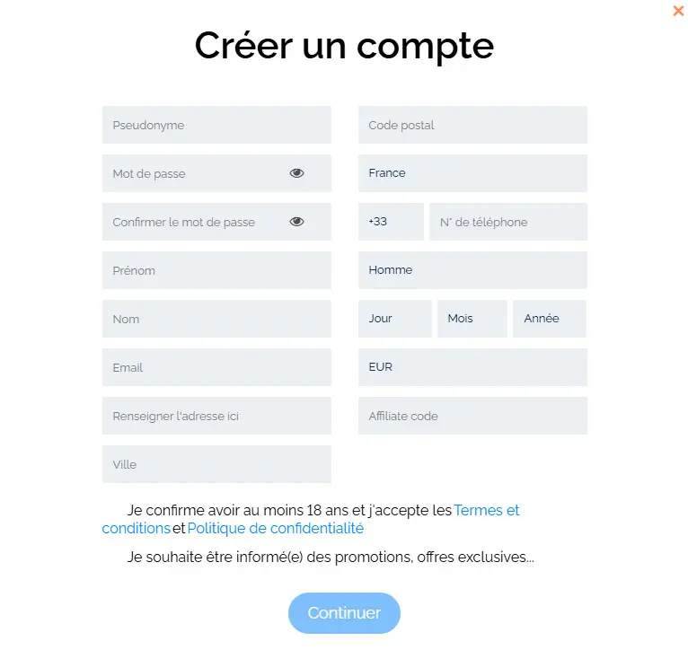 Proceso de registro HAZ CASINO